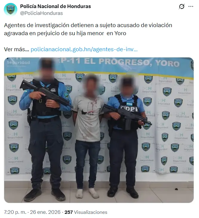 Hondureño abusó de su hija