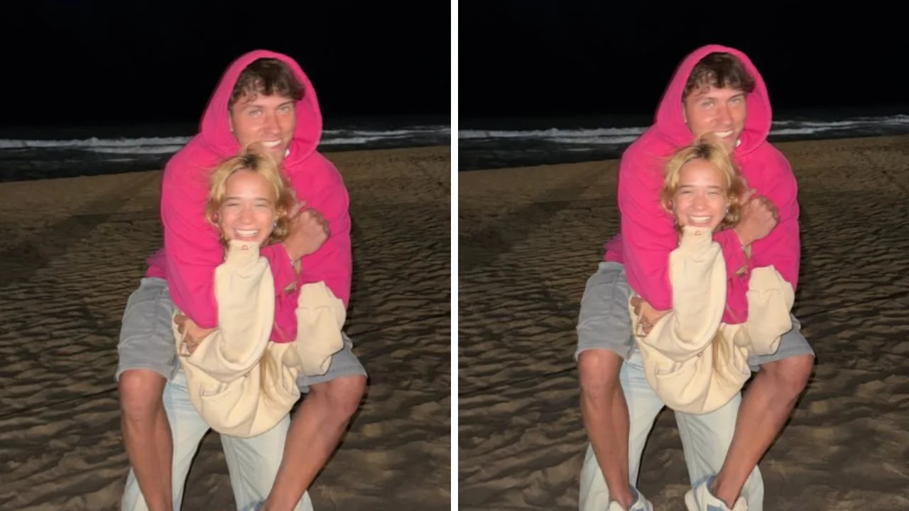 Collage de fotos de Ángela Torres con su novio Marcos Giles 