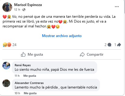 Mensajes sobre el guardia al que matan en Choluteca