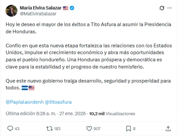 Mensaje de María Elvira Salazar 
