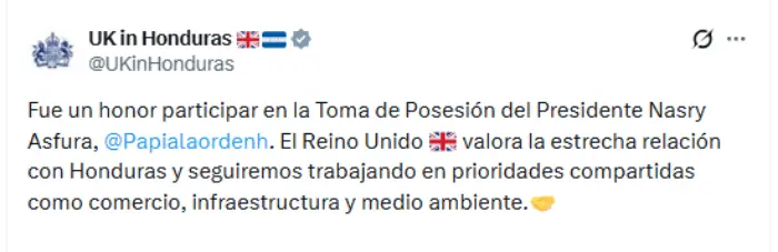 Mensaje de Reino Unido