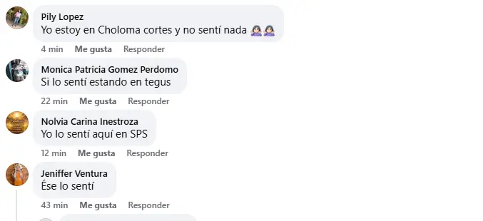reacciones sobre el sismo de este martes en Honduras