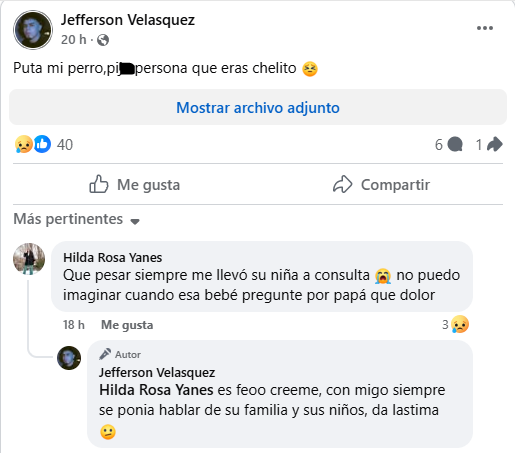 Mensaje sobre la muerte del mototaxista 