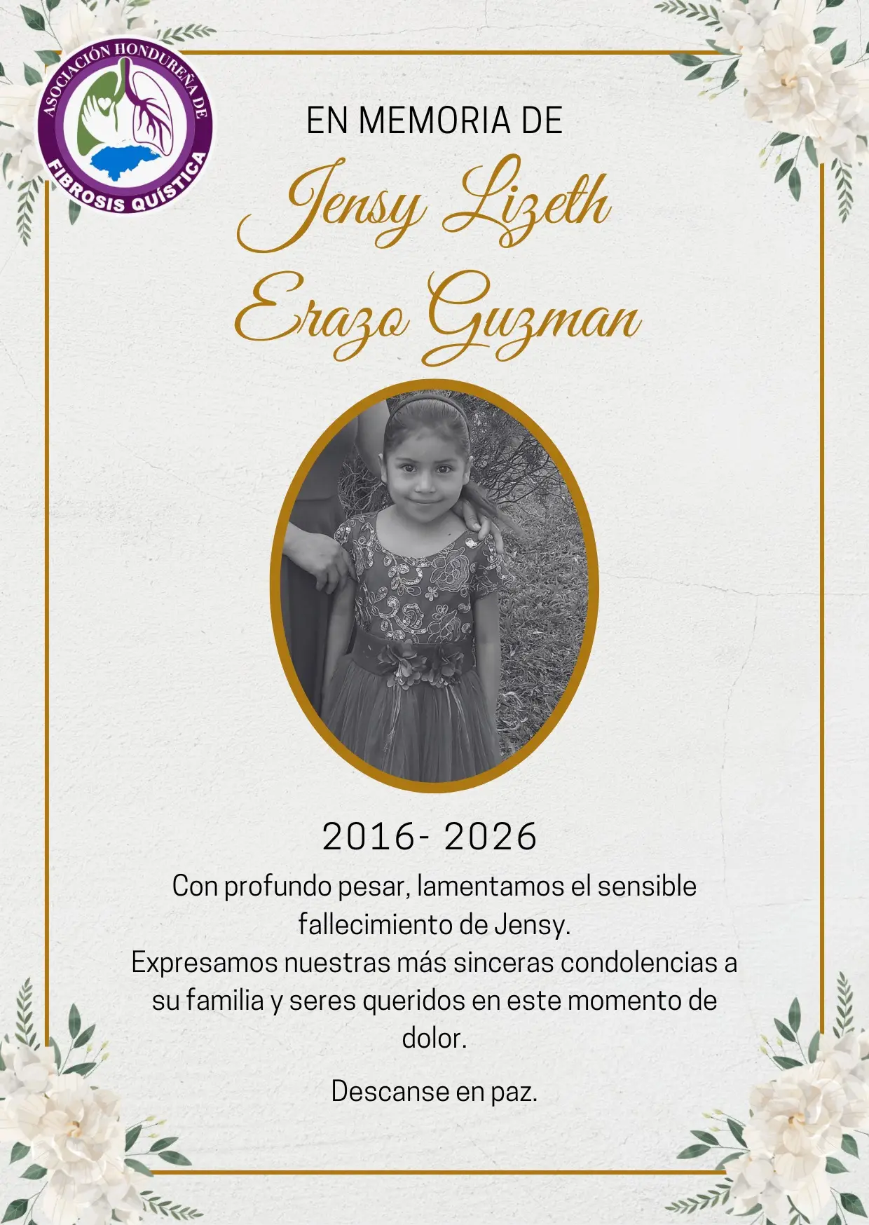 niña hondureña que fallece por fibrosis quística