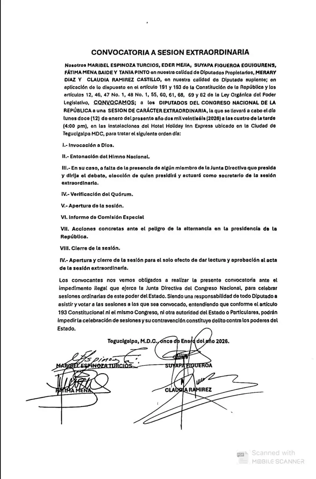 Convocatoria sesión extraordinaria