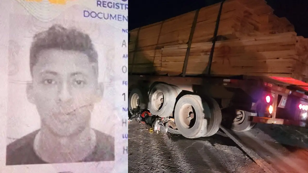 Motociclista muere tras impactar con rastra cargada de madera en Guaimaca Imagen de Motociclista muere tras impactar con rastra cargada de madera en Guaimaca