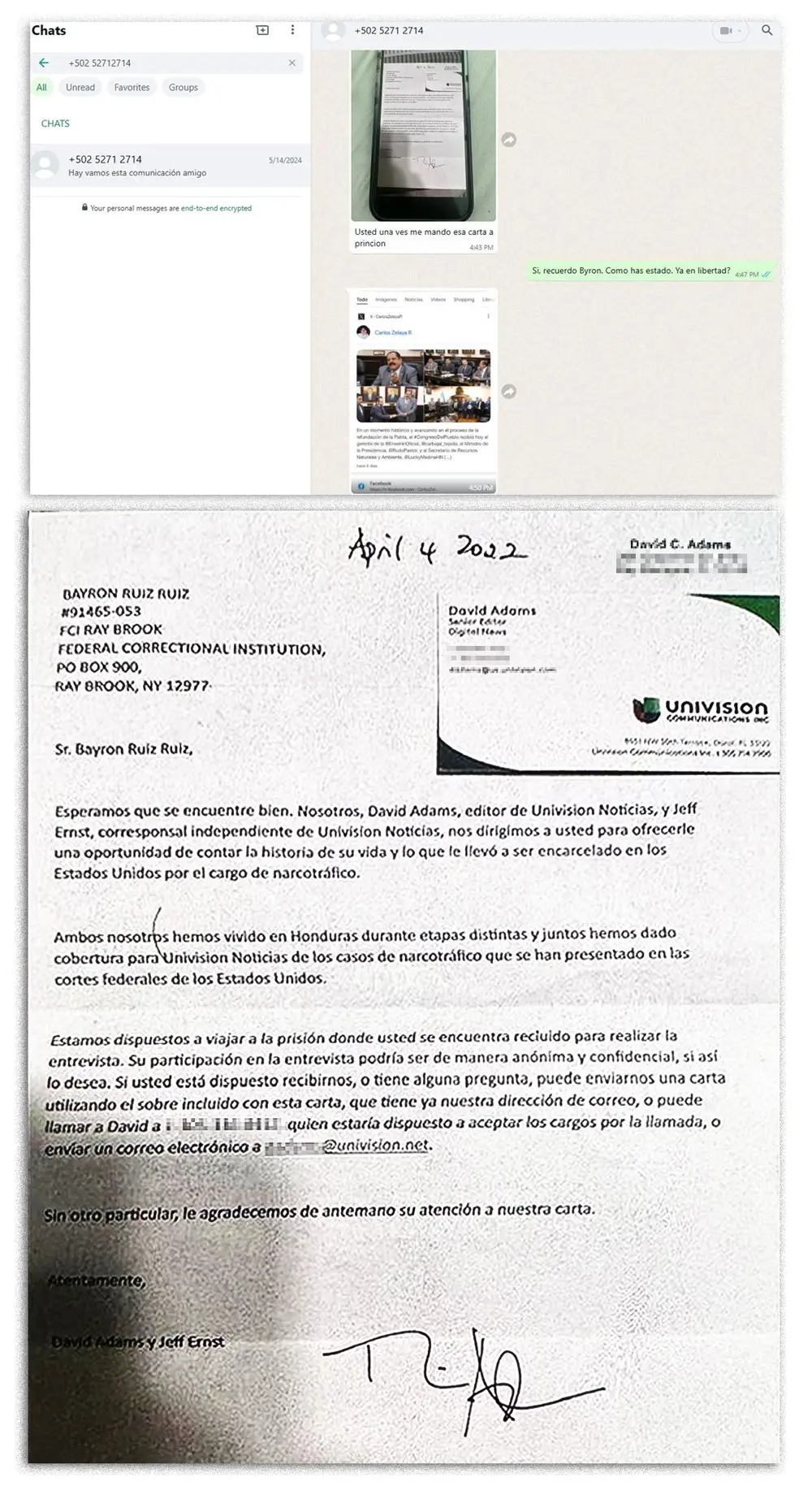 Solicitud de entrevista con Bayron Ruiz