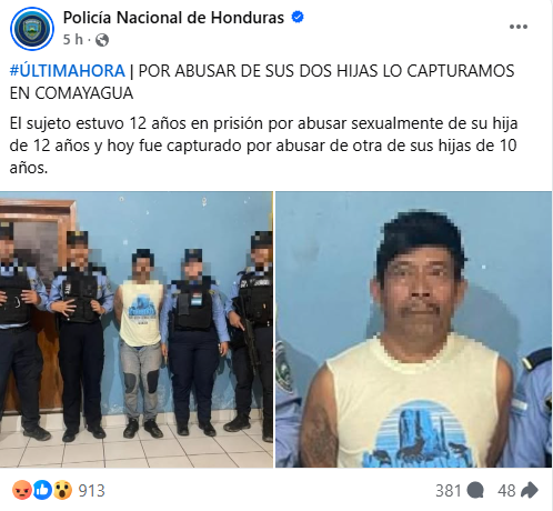 Hombre que abusó de su hija en Comayagua 