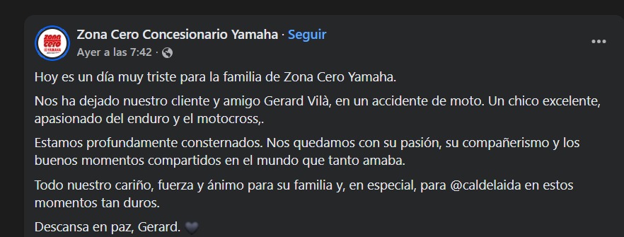 ¿Gerard Vilà Enduro de qué murió?
