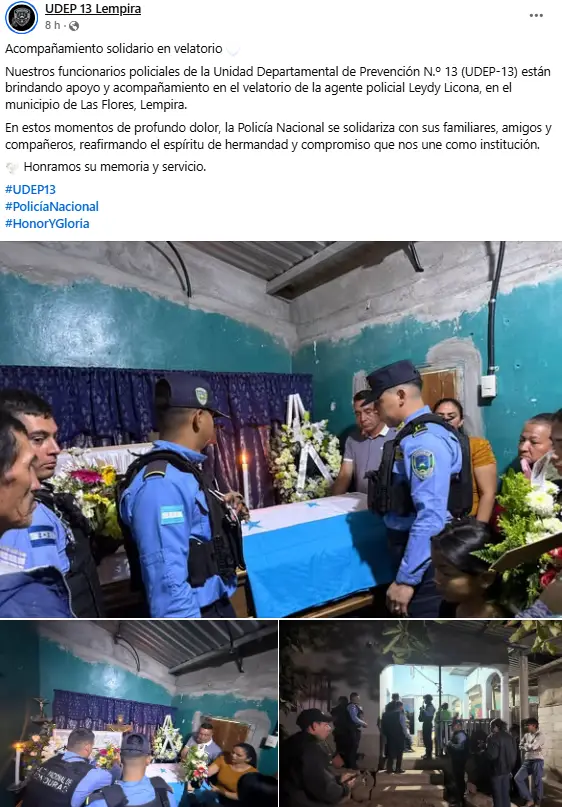 Foto del velorio de los policías víctimas de accidente en Lempira