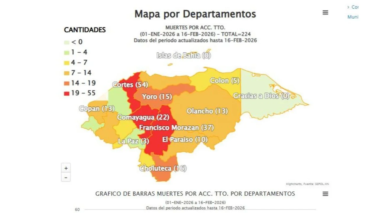 Mapa de accidentes viales.