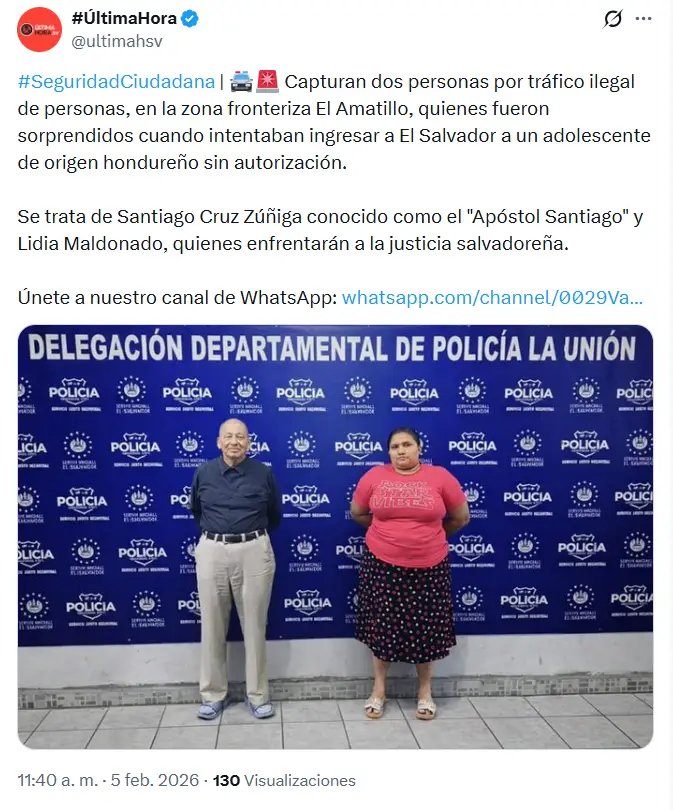 Foto de la captura del apóstol Chago