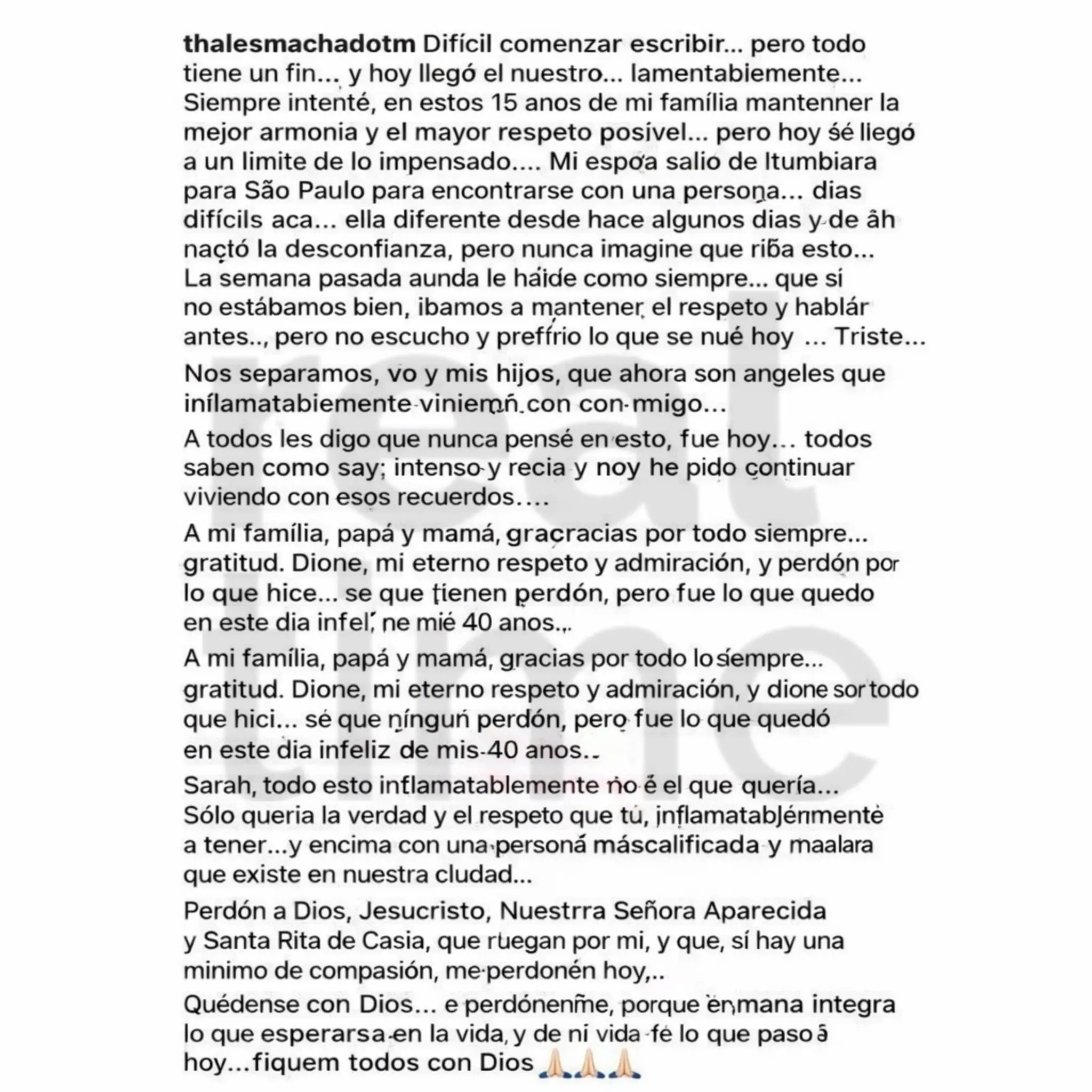 Carta de Thales Machado
