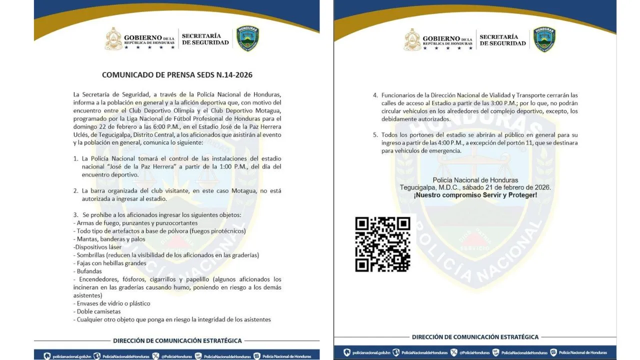 Comunicado de la Secretaría de Seguridad