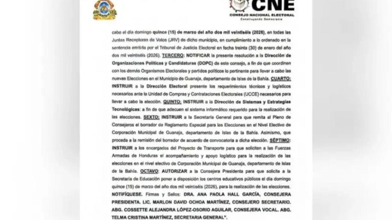 Documento oficial del CNE.