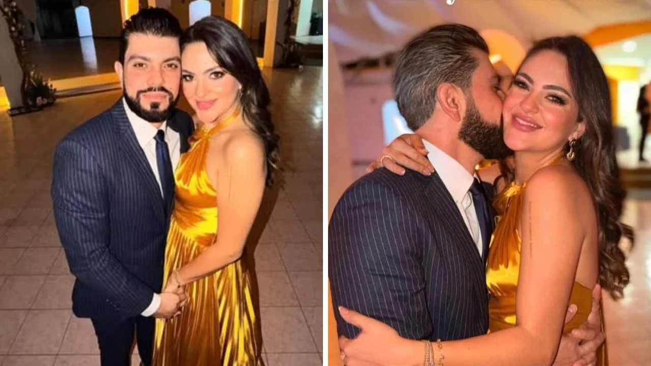 Collage de fotos de ANdrea Chávez y su pareja Emil Kamar