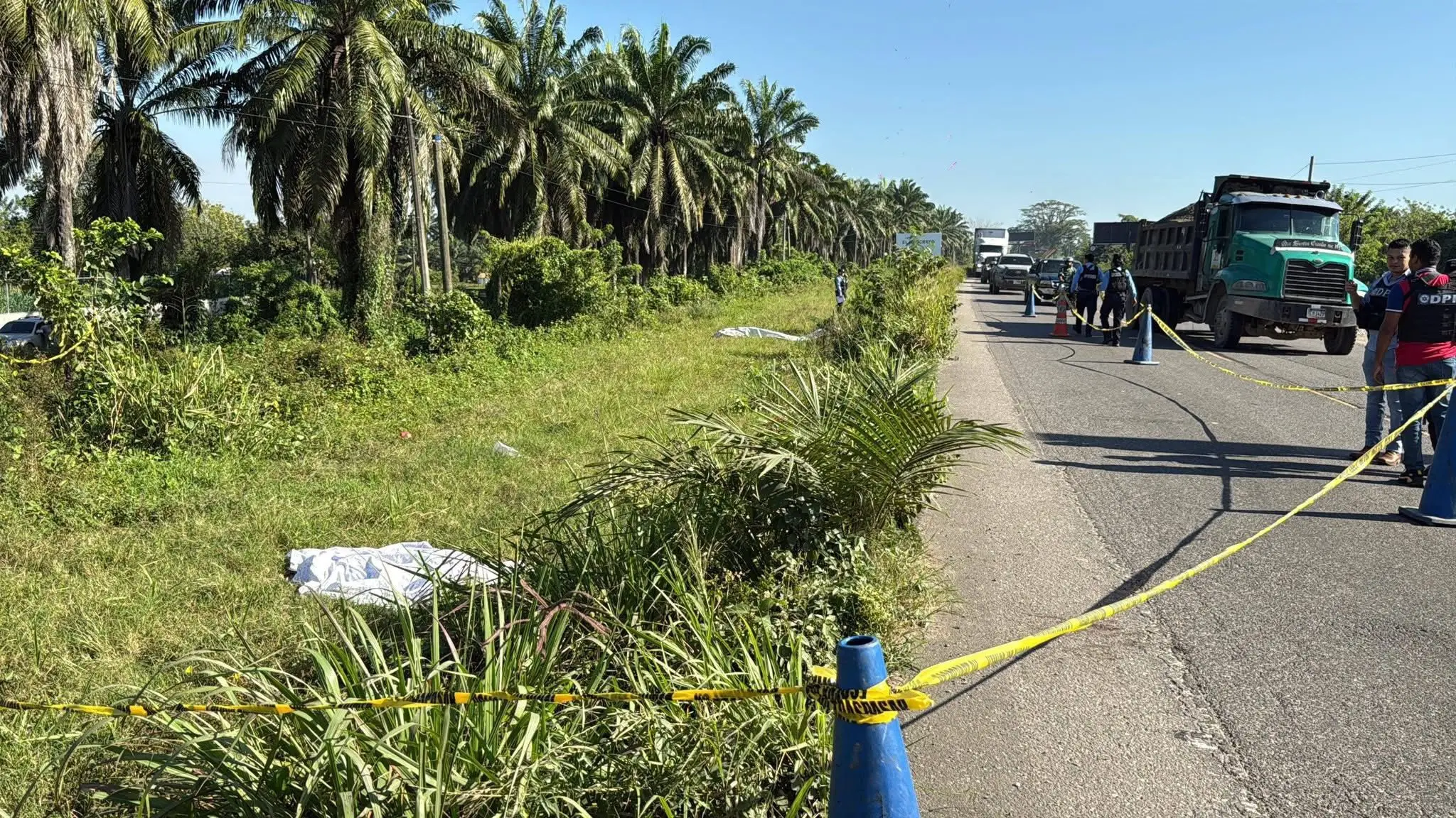 Escena donde fueron encontrados los cuerpos de la pareja victima de asesinato en Yoro