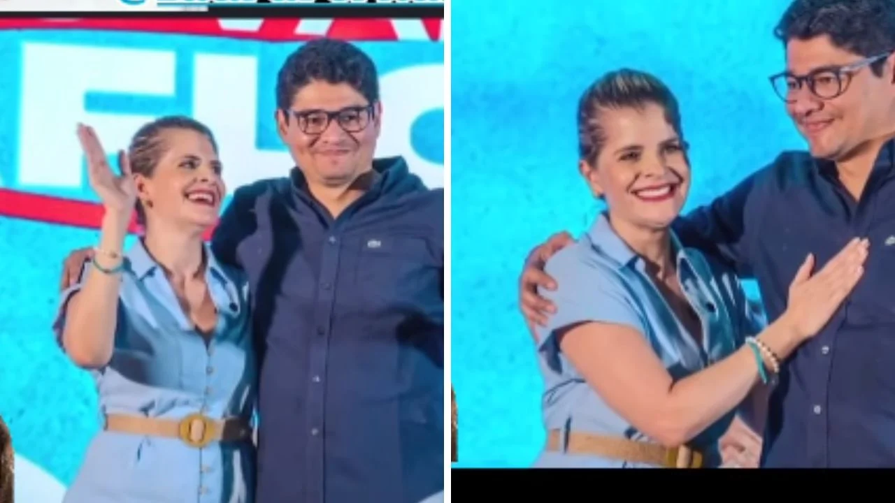 Collage de fotos de Laura Fernández y su esposo 