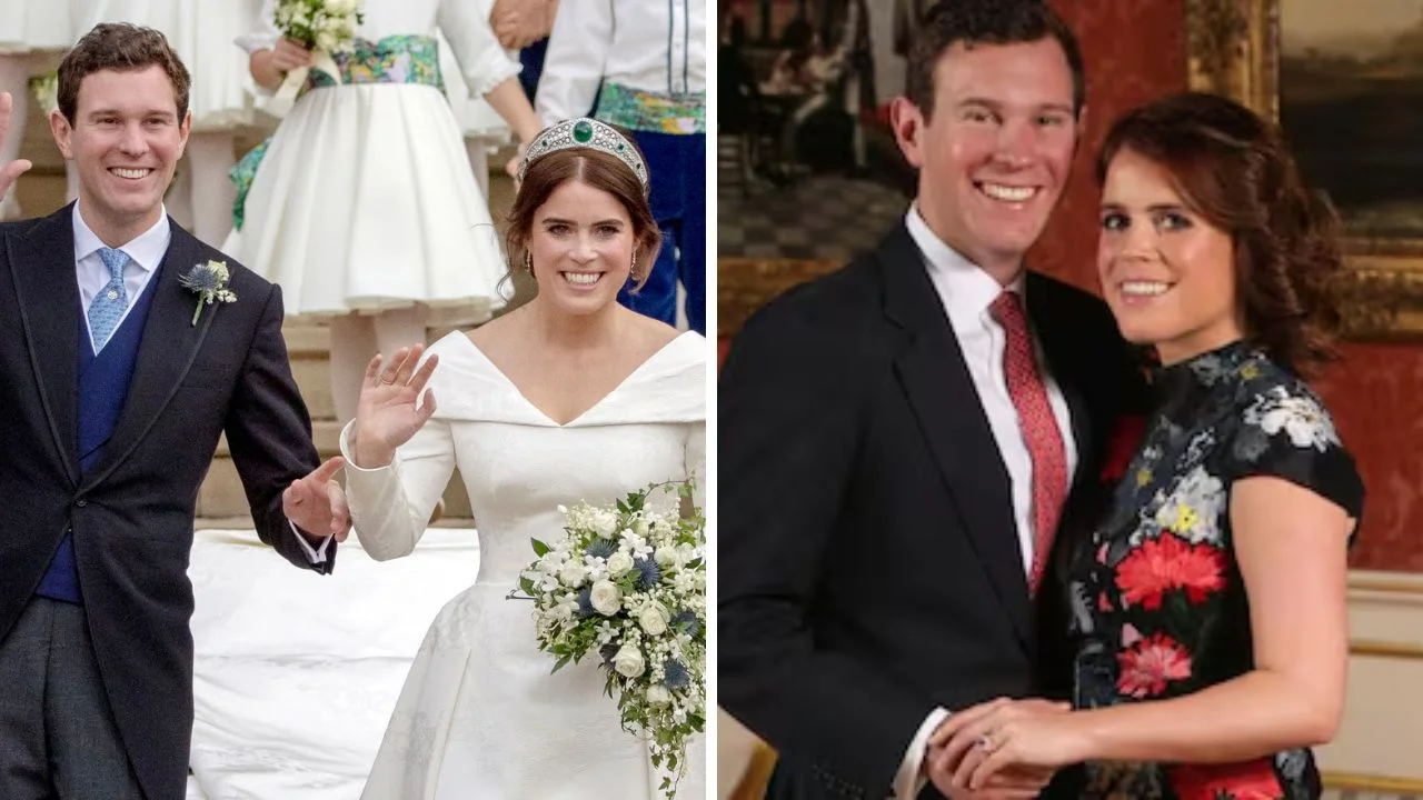 Collage de fotos de la princesa Eugenia y su esposo Jack Brooksbank