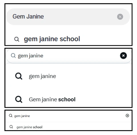 Captura de pantalla de búsquedas sobre video Gem Janine school, también conocido como Indice Marie in classroom