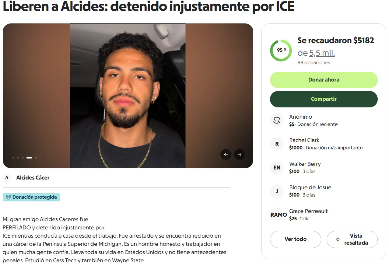 Foto de Alcides Cáceres, el hondureño capturado por ICE