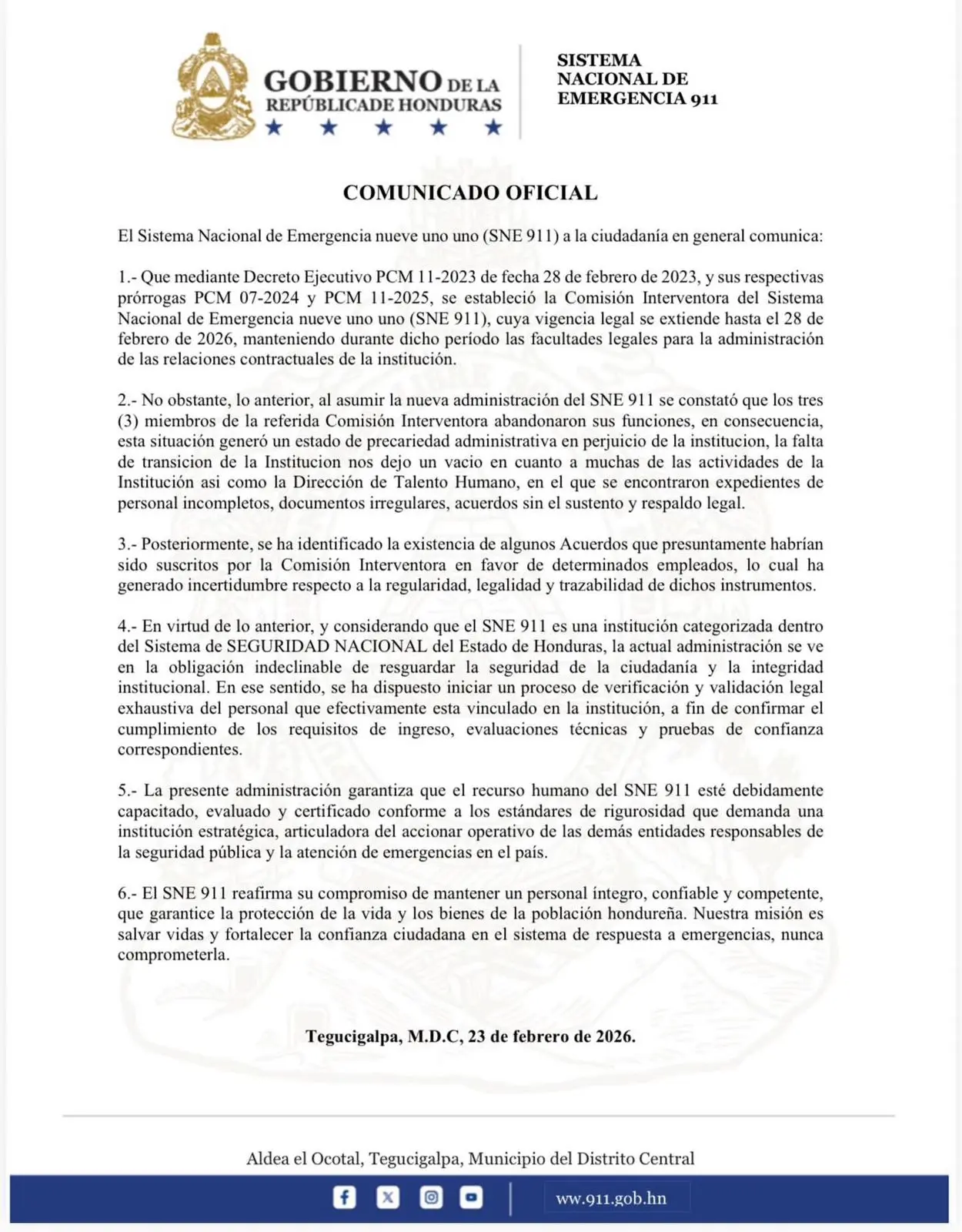 comunicado del 911