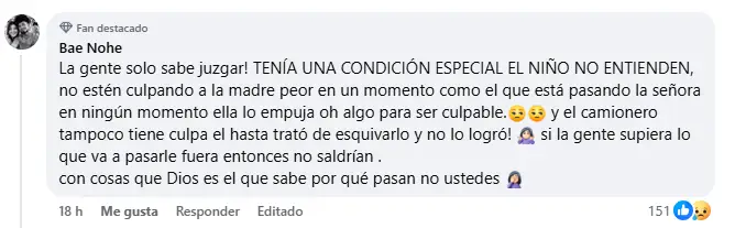 mensaje sobre el caso del joven que fue arrollado por camión en Juticalpa, Olancho 