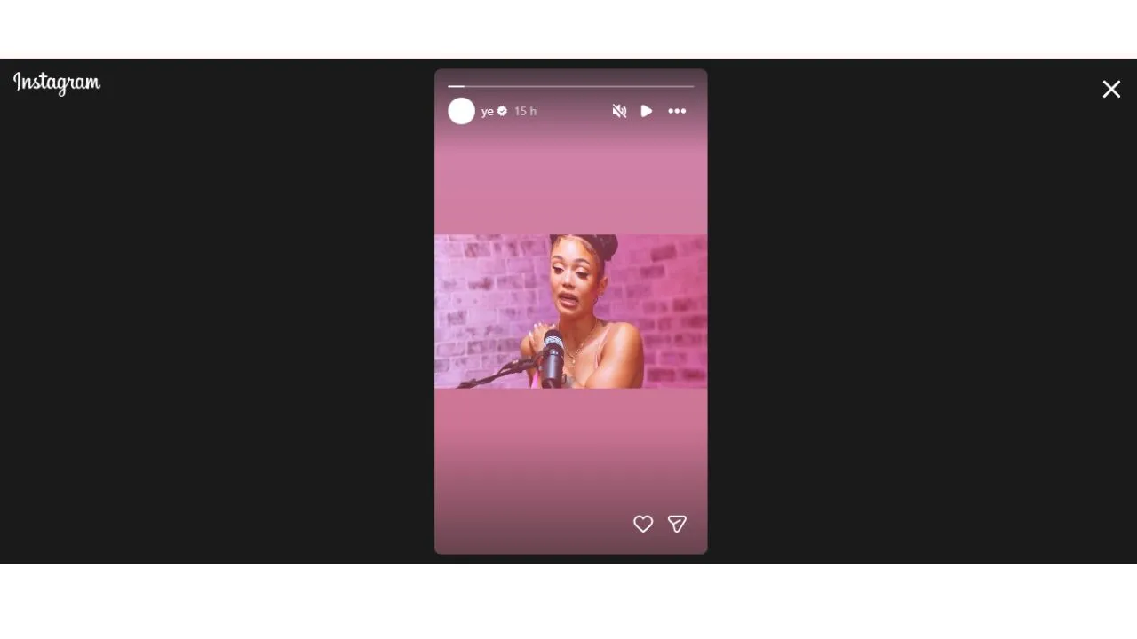 Captura de pantalla a una historia en Instagram de Kanye West.