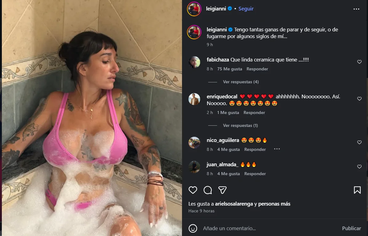 Foto de Leila Florencia Gianni en bikini rosado