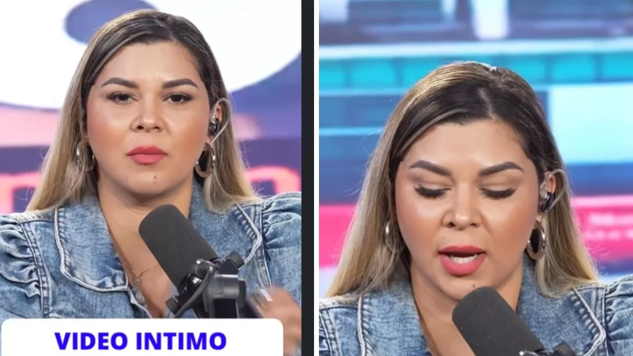 Collage de fotos de Lucy Moya del video en dónde confirmo la existencia de un material íntimo filtrado sin su consentimiento