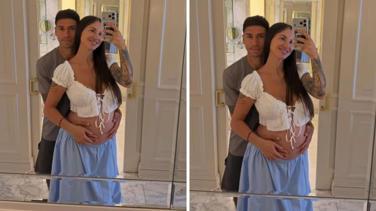 Collage de fotos de Montiel junto a su esposa Karina