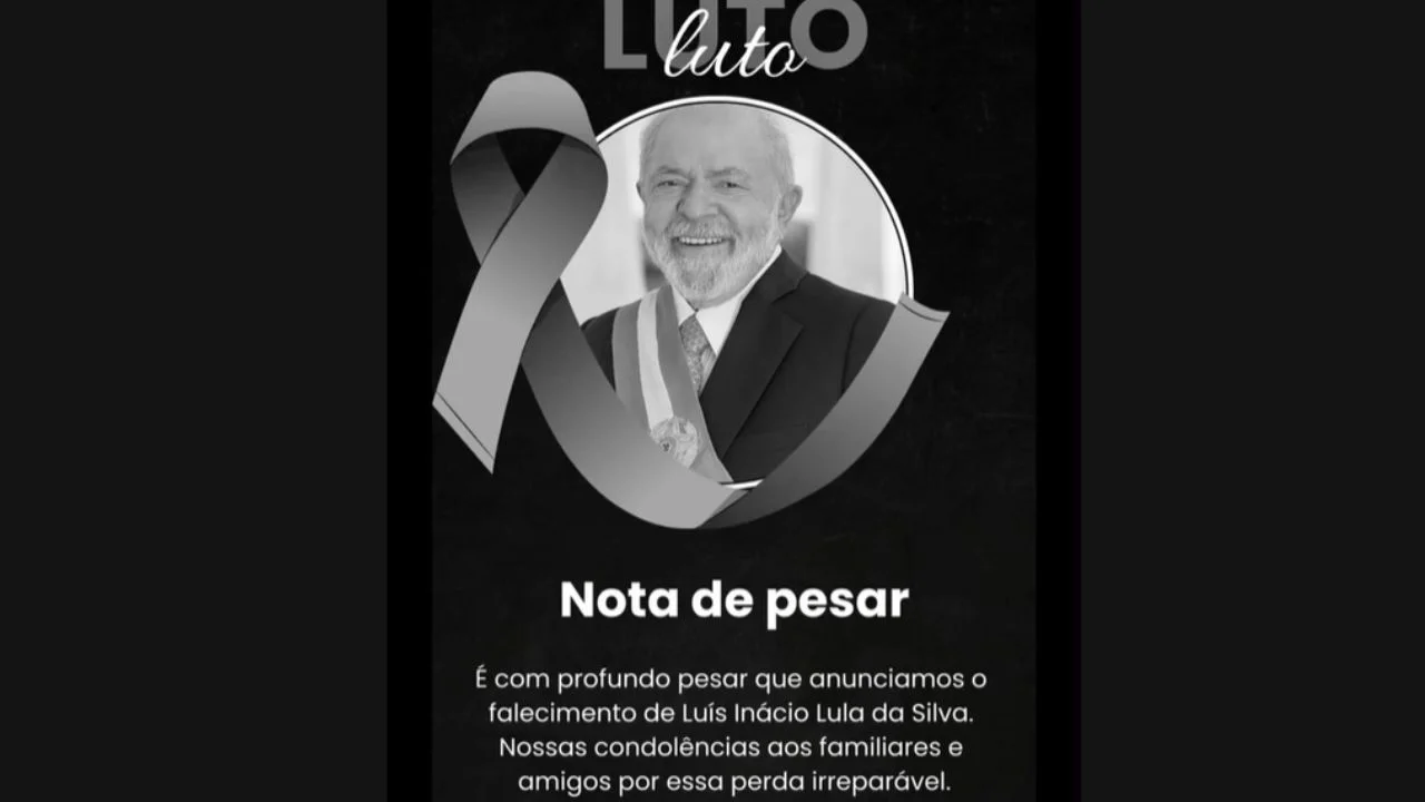 Falsa nota de pesar de Luiz Lula da Silva.