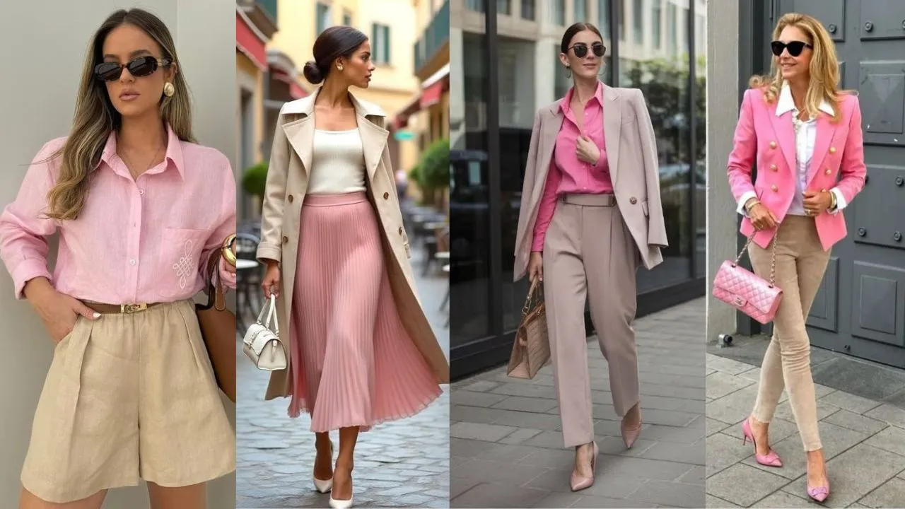 oufits rosa con beige