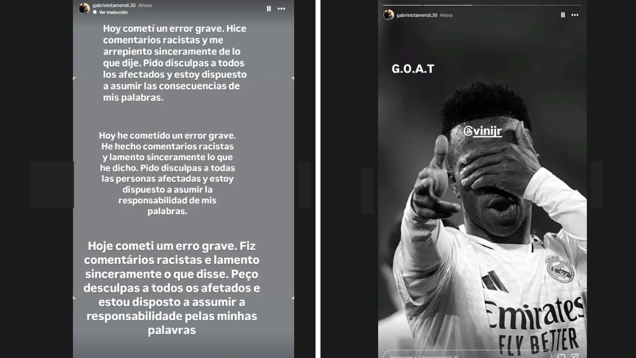 Gabriel Otamendi, hermano de Nicolás Otamendi, ofrece disculpas tras polémica por comentario racista contra Vinícius Jr.