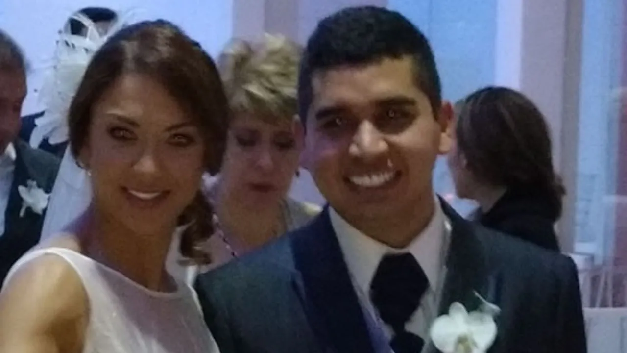 Jonathan Malagón y su esposa Natali Benitez Mallarino el día de su boda.