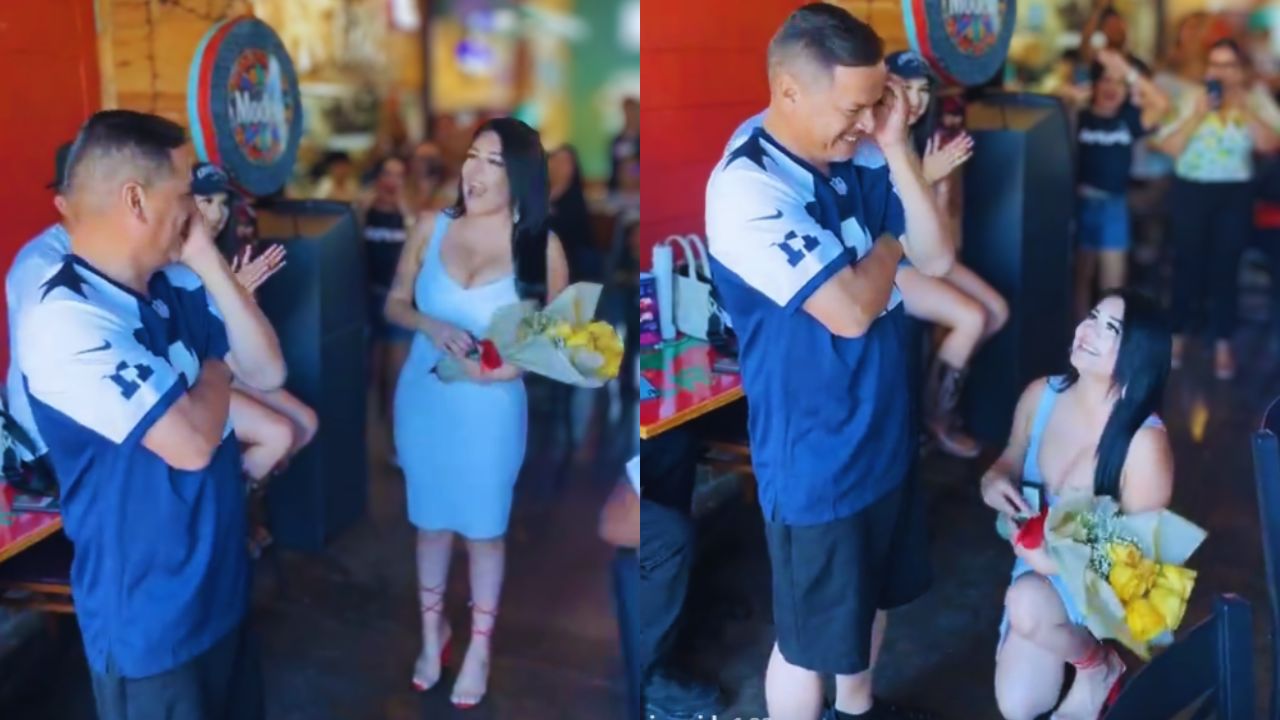 Vídeo | ¿Dijo que sí? Mujer pidió matrimonio a su novio mientras miraba el fútbol Imagen de Vídeo | ¿Dijo que sí? Mujer pidió matrimonio a su novio mientras miraba el fútbol