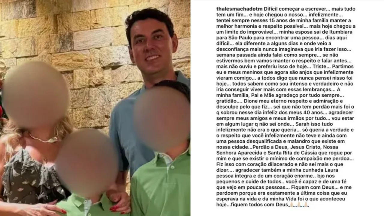 Esposa e ehijos de Thales Machado y la carta que dejo