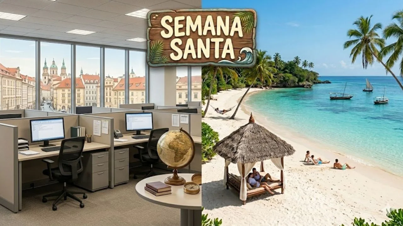 Oficina y cubículos vacíos por feriado de Semana Santa.