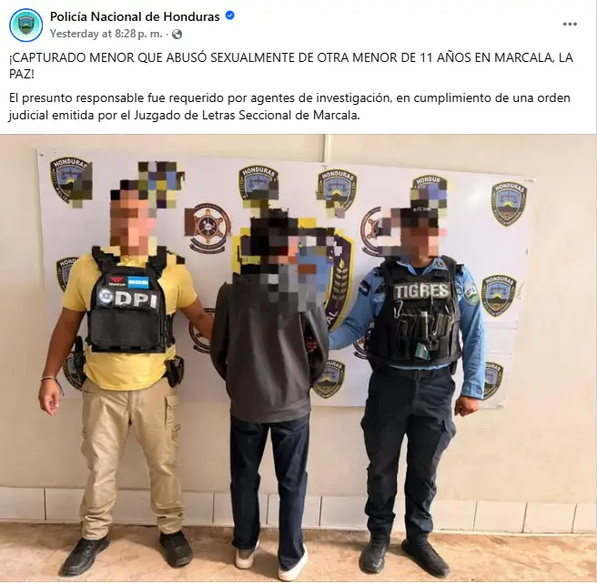 Informe de la Policía sobre el adolescente que abusó de niña en Marcala, La Paz