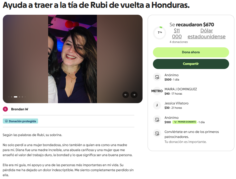 GoFundMe de la hondureña asesinada por su pareja en Connecticut