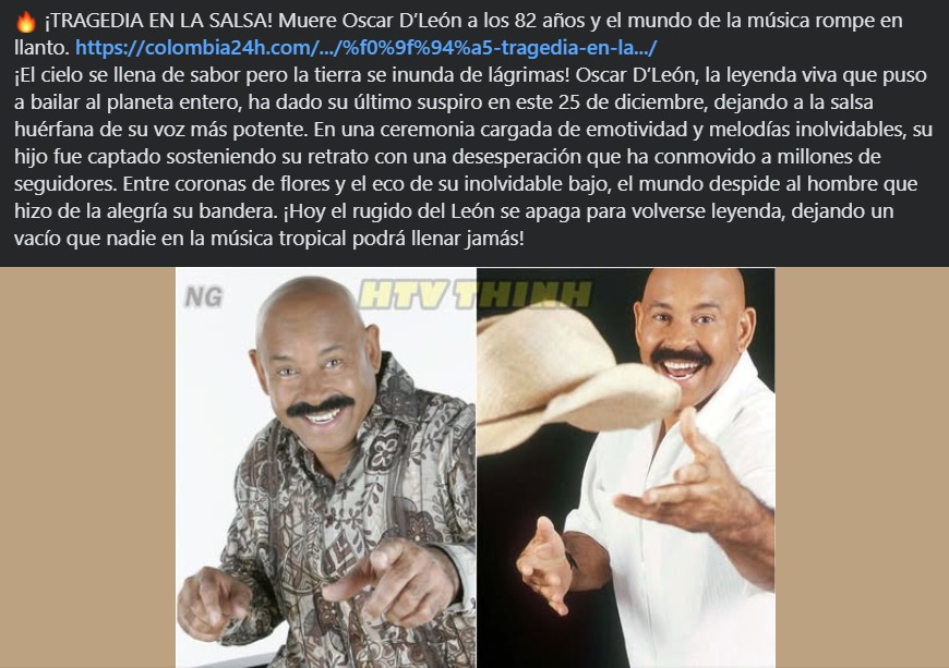 ¿Murió Óscar D’León? ¿Qué le pasó? En redes sociales circula que el cantautor venezolano murió hoy: conoce lo que se sabe hasta ahora.