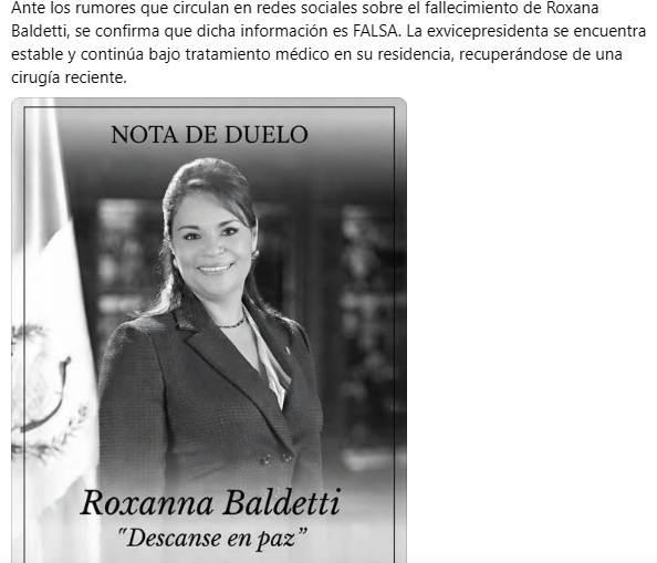Roxana Baldetti murió hoy