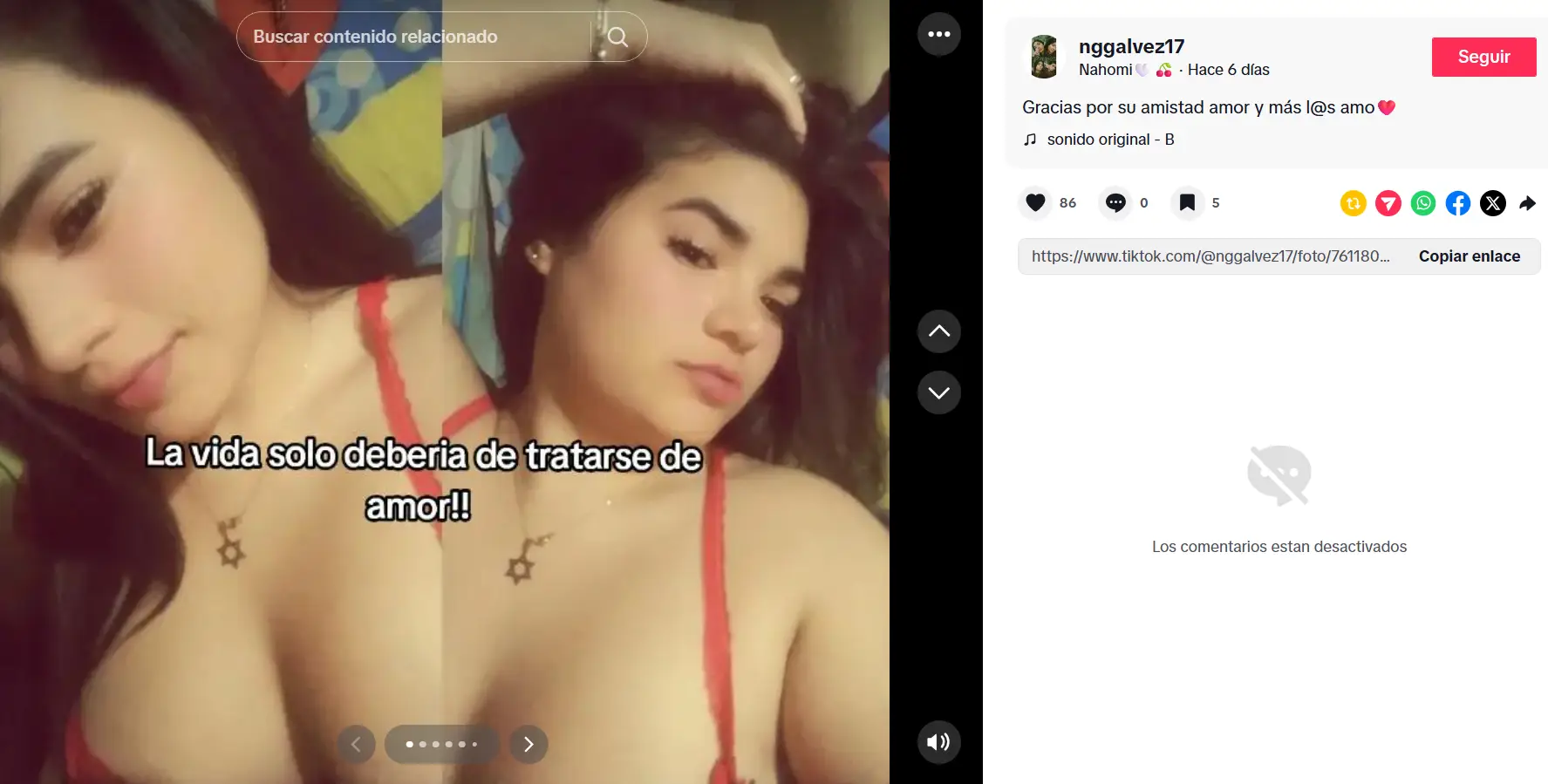 último posteo en TikTok de Nahomi, joven asesinada en la colonia Sagastume 