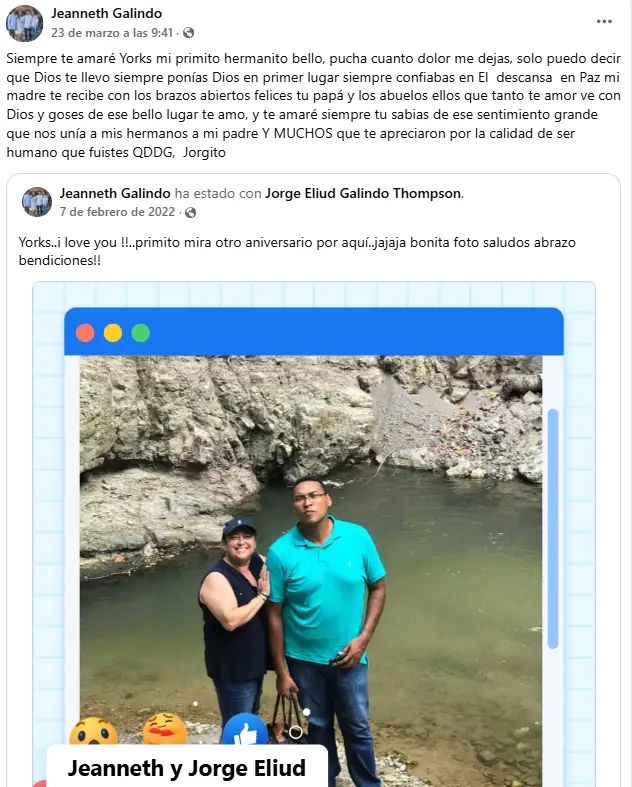 mensaje de la prima del hondureño que muere al caer de puente en Miami