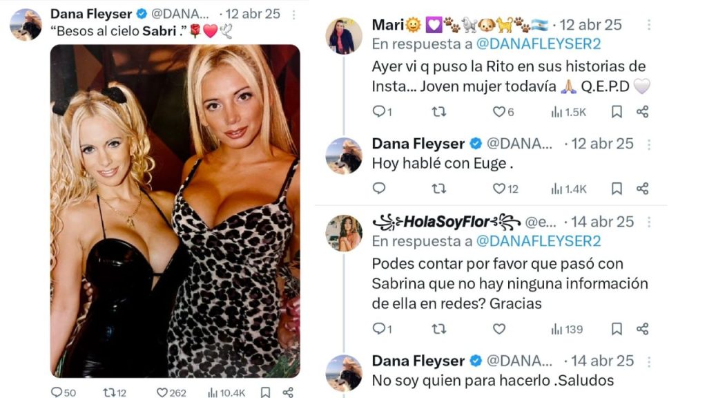 mensaje de despedida de Dana Fleyser por la muerte de Sabrina Pettinato