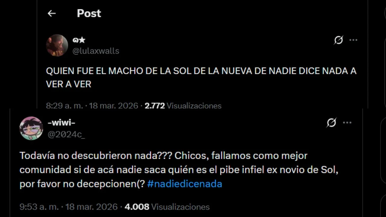Publicaciones en X sobre quién es el exnovio de Sol, la nueva CM de Luzu.