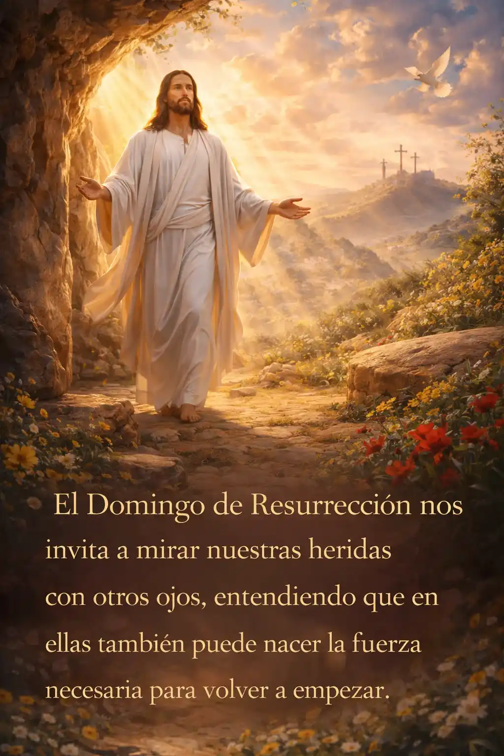 Jesús saliendo del sepulcro y resucitando a los tres días 