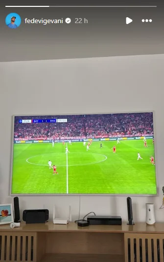 Imagen del televisor y transmitiendo el partido Bayern Múnich vs Real Madrid
