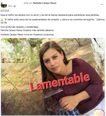 Foto de Nohelia, víctima de masacre en Olancho