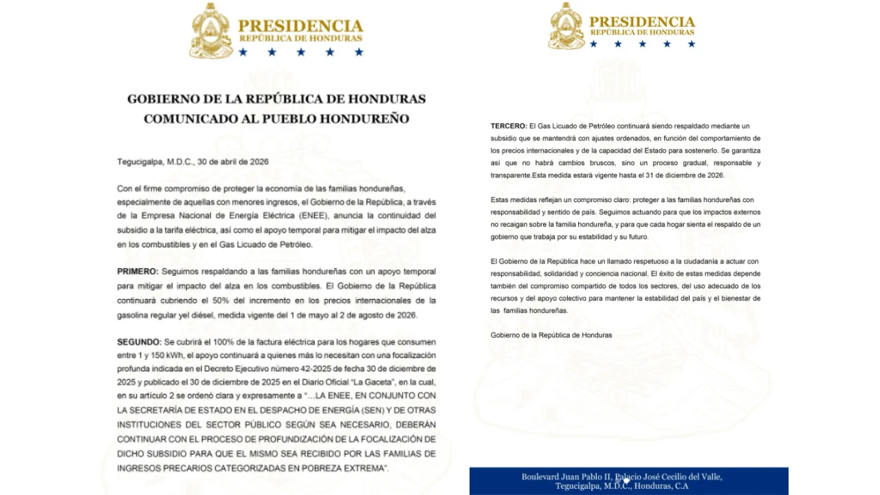 Comunicado del subsidio